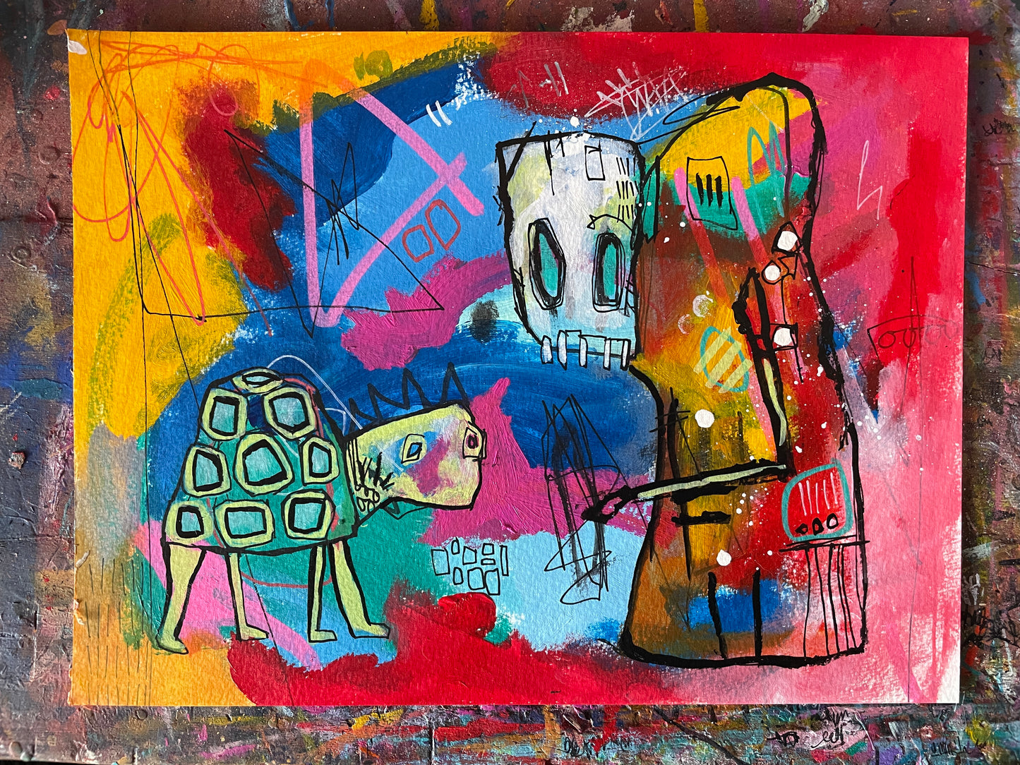 The Tortoise and the Wretch Painting on 9x12" Watercolour paper