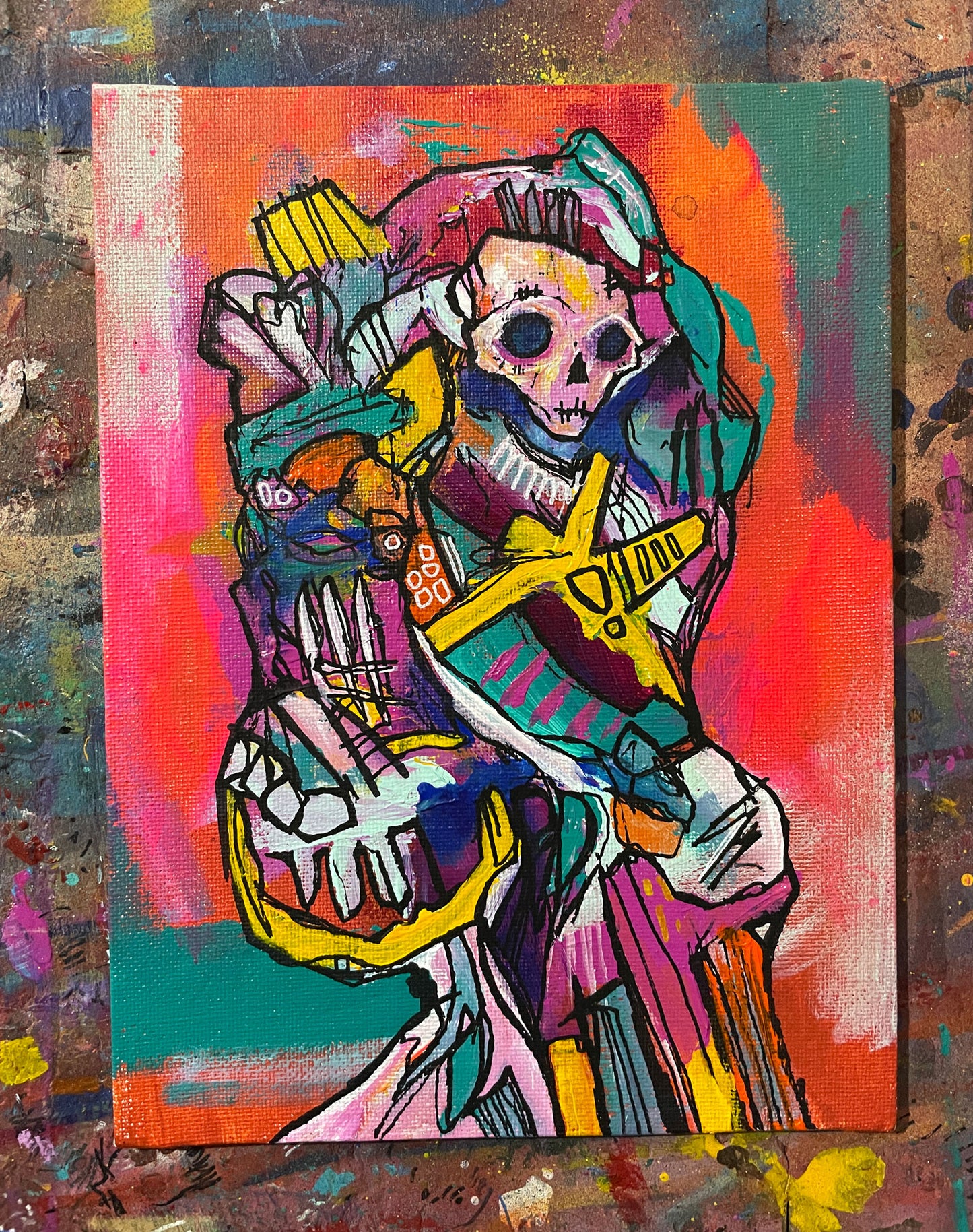 Escrutio Original Painting on 8x6" Canvas Panel