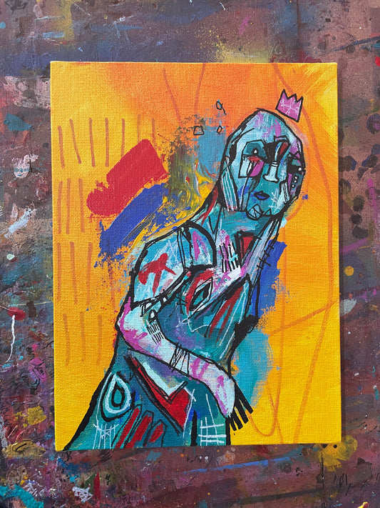 The Reveller Original Painting on 8x6" Canvas Panel