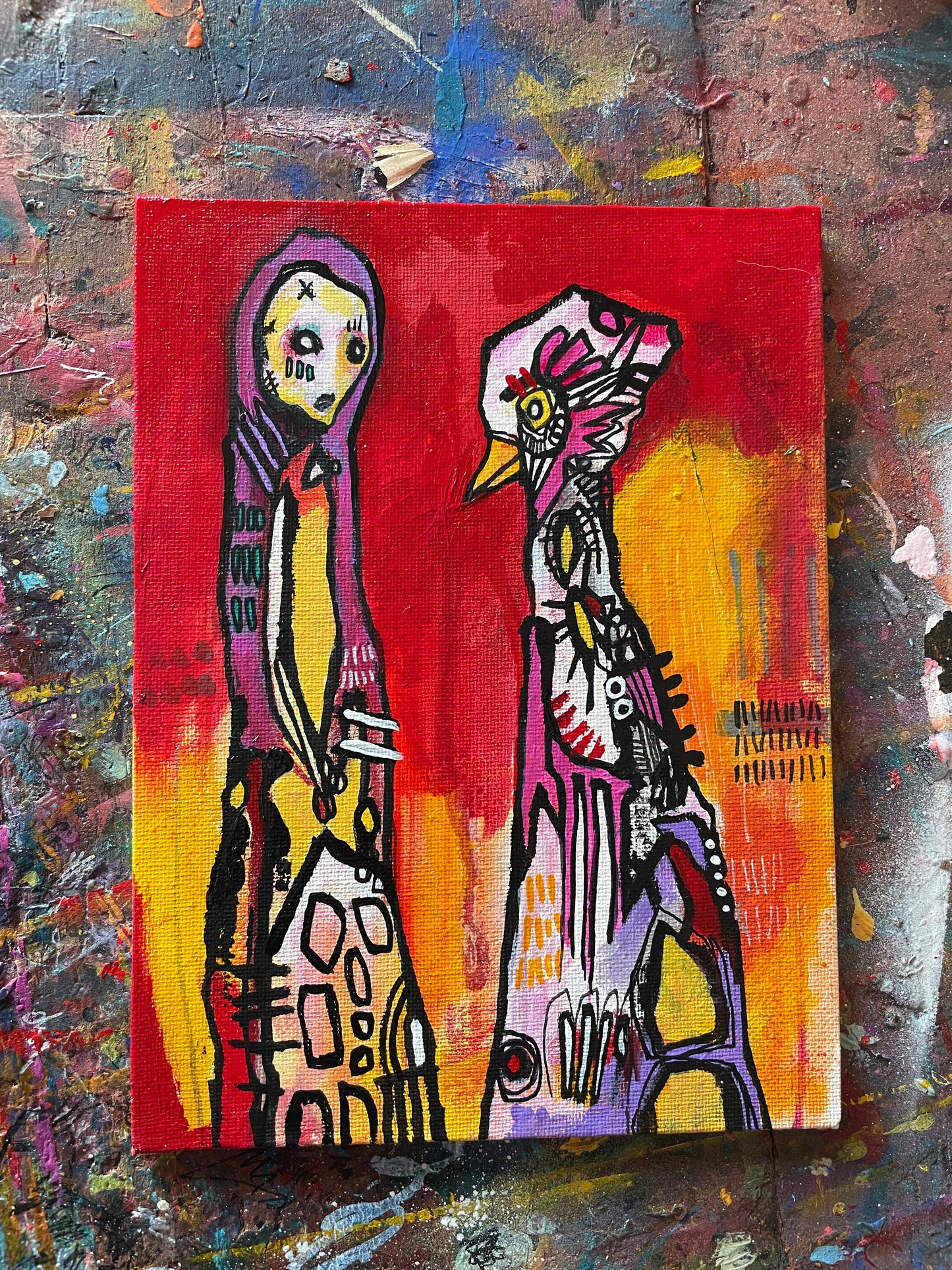 Tallboy and Goose Original Painting on 8x6" Canvas Panel