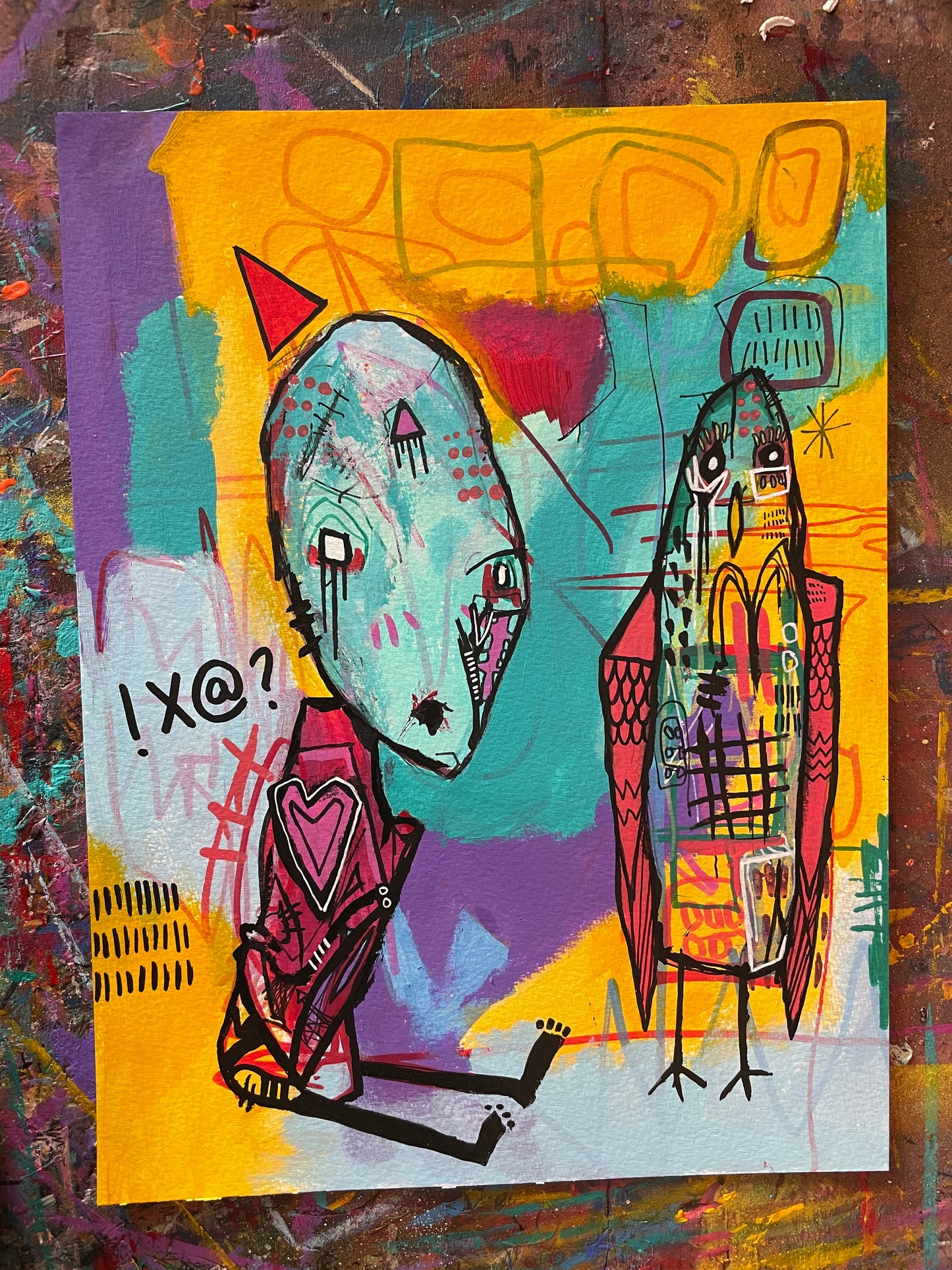 Fowl Play Painting on 9x12" Watercolour paper