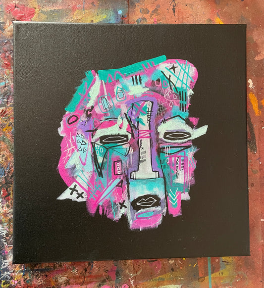 Head study on black #1 original painting on 12x12inch stretched canvas