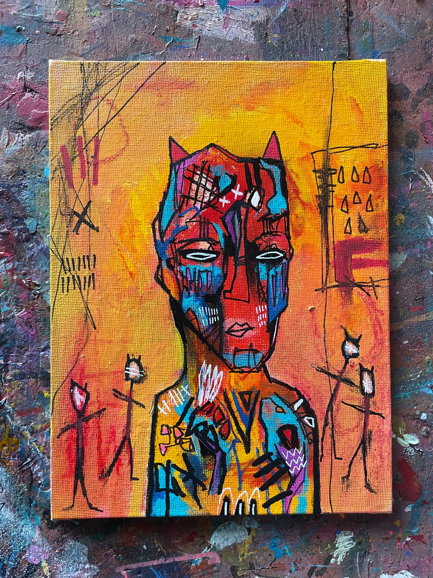 Devil Dance Original Painting on 8x6" Canvas Panel