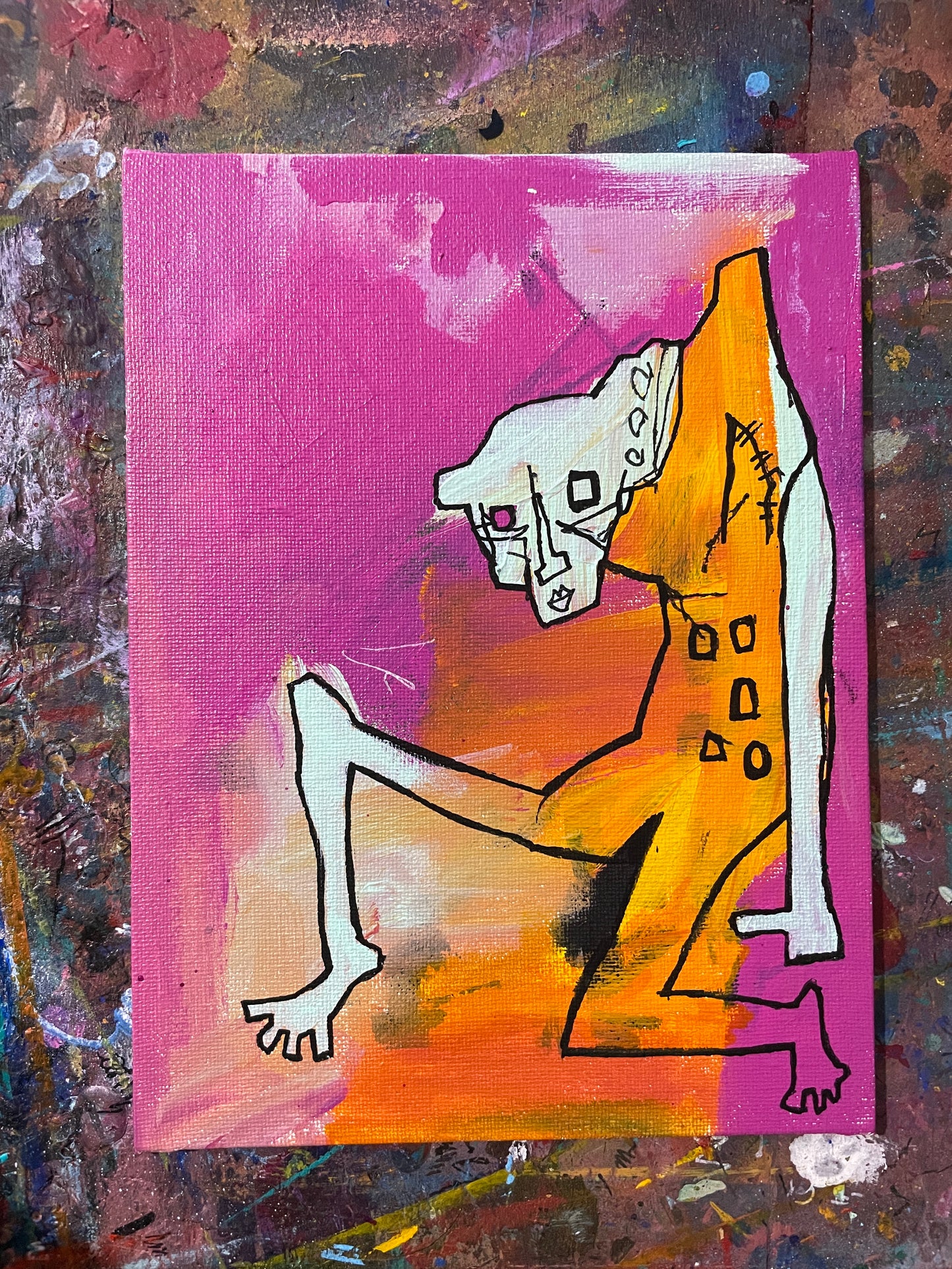 Troll Original Painting on 8x6" Canvas Panel