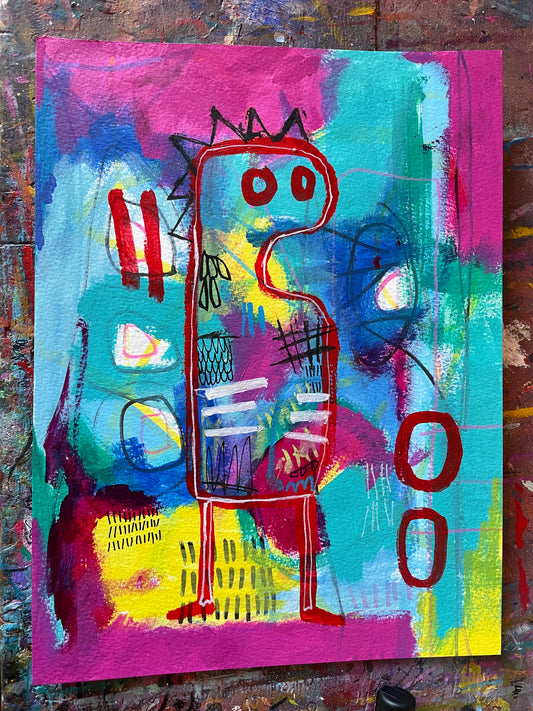 Dinobobb Painting on 9x12" Watercolour paper