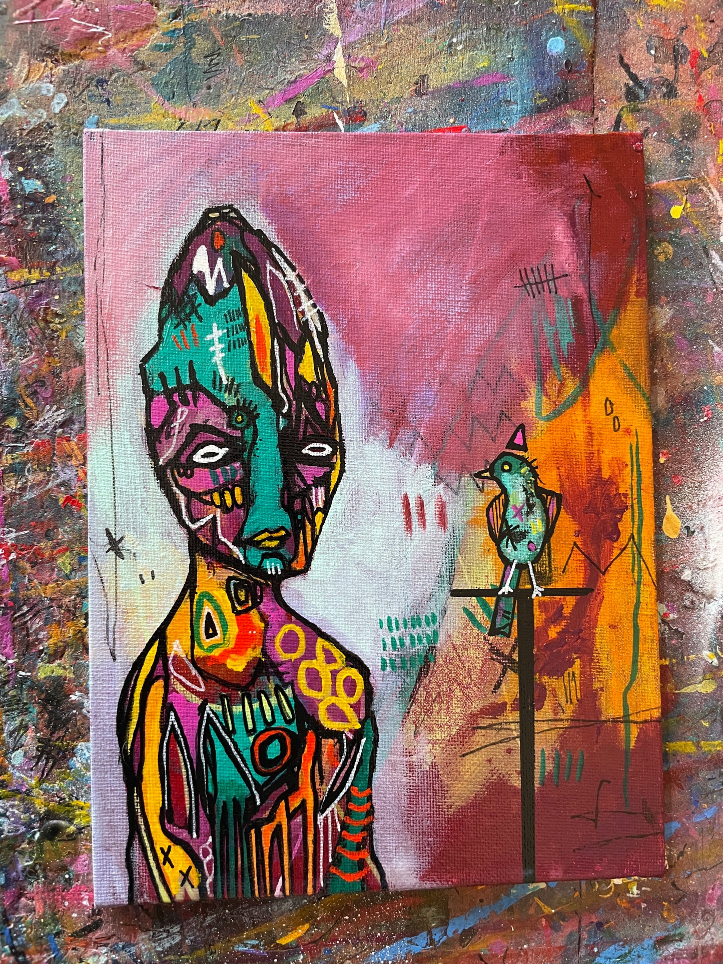 Oso’s Songbird Original Painting on 8x6" Canvas Panel