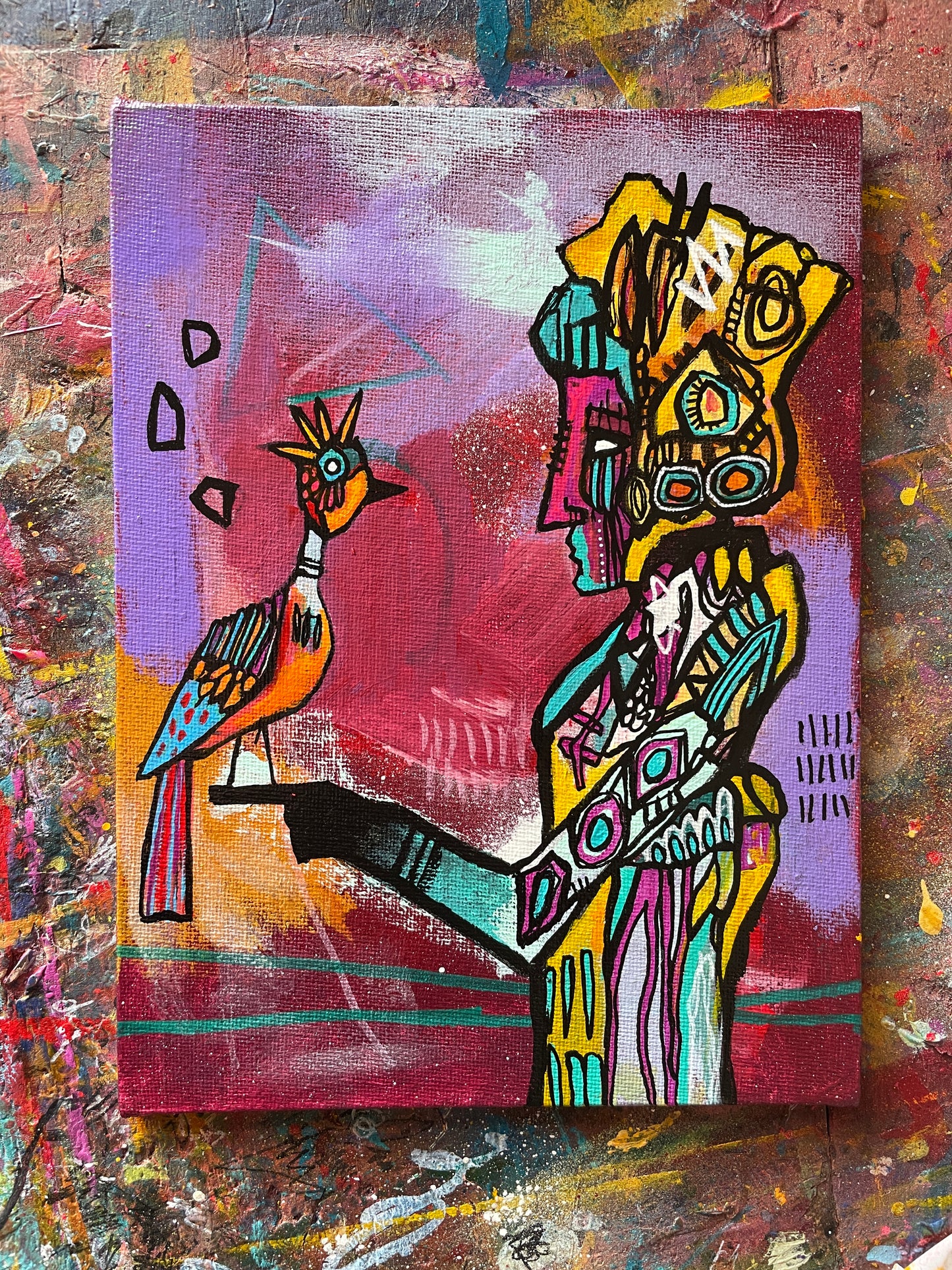 Perch Original Painting on 8x6" Canvas Panel