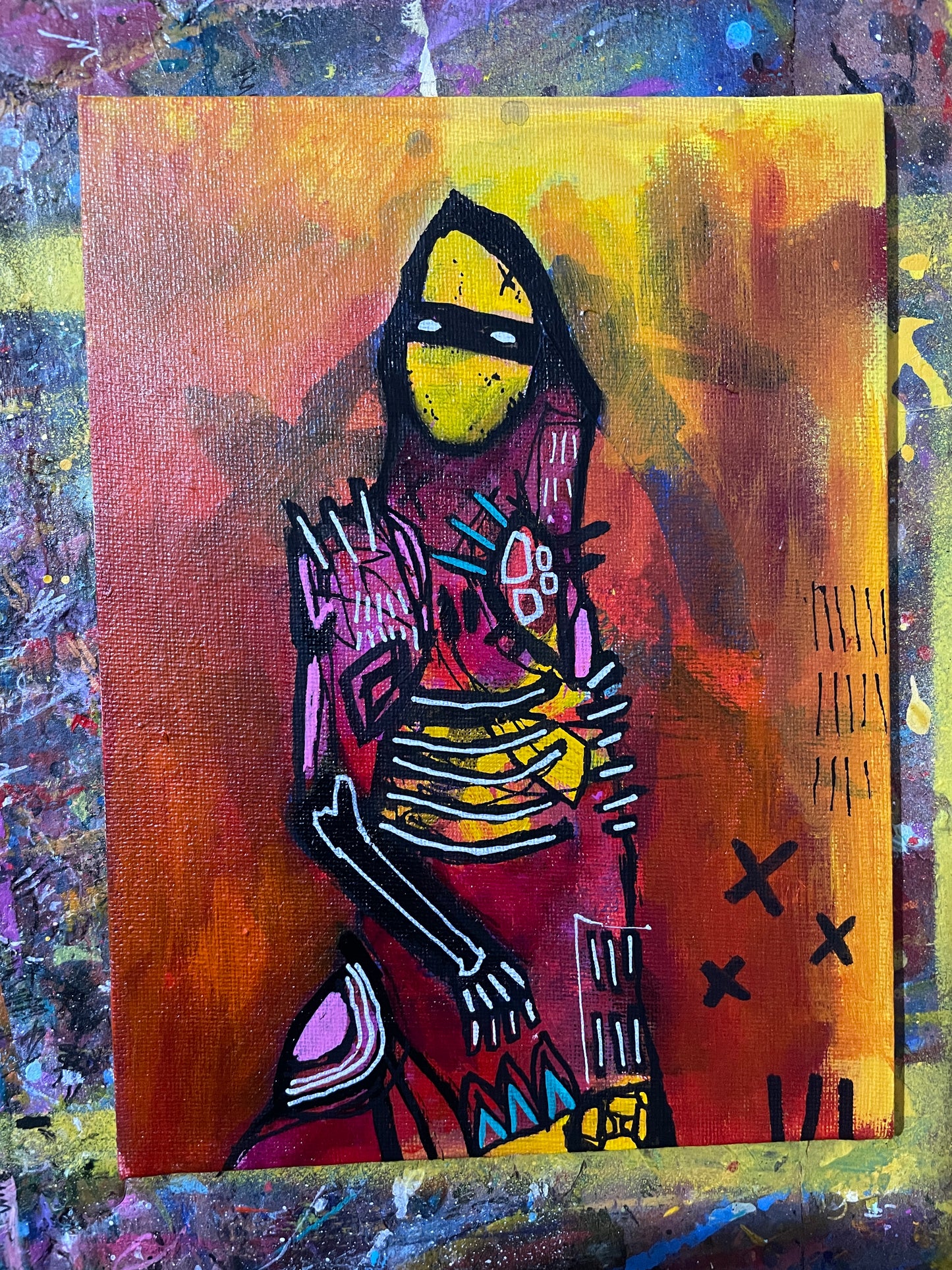 The Bandit Original Painting on 8x6" Canvas Panel