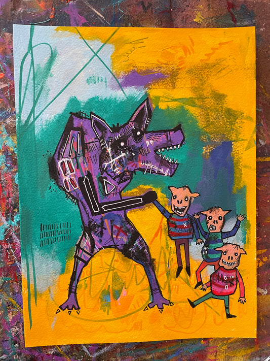 I’ll Huff and I’ll Puff  Painting on 9x12" Watercolour paper