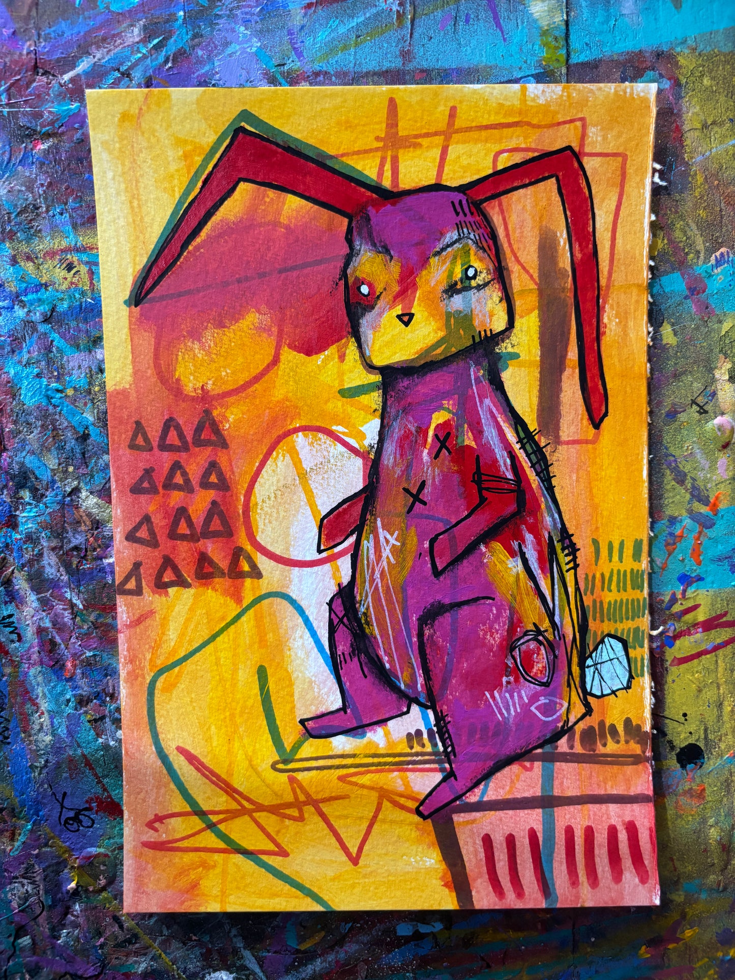 Bunny Painting on 9x6" Watercolour paper