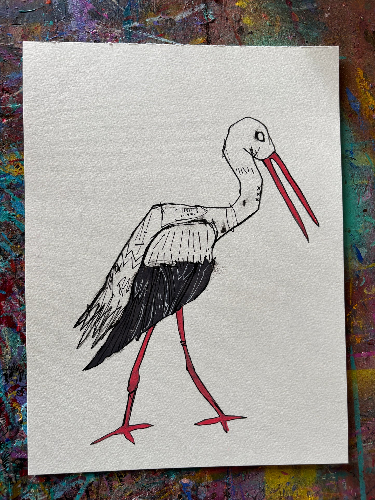 Stork sketch on 9x12" Watercolour paper