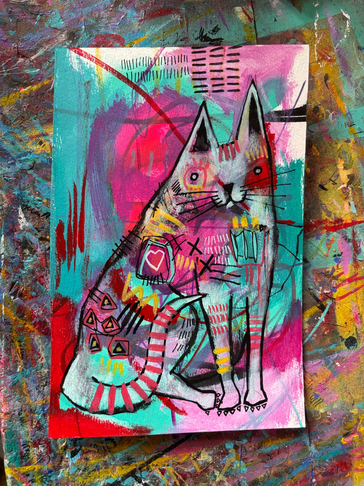 Fat Cat on 9x6" Watercolour paper