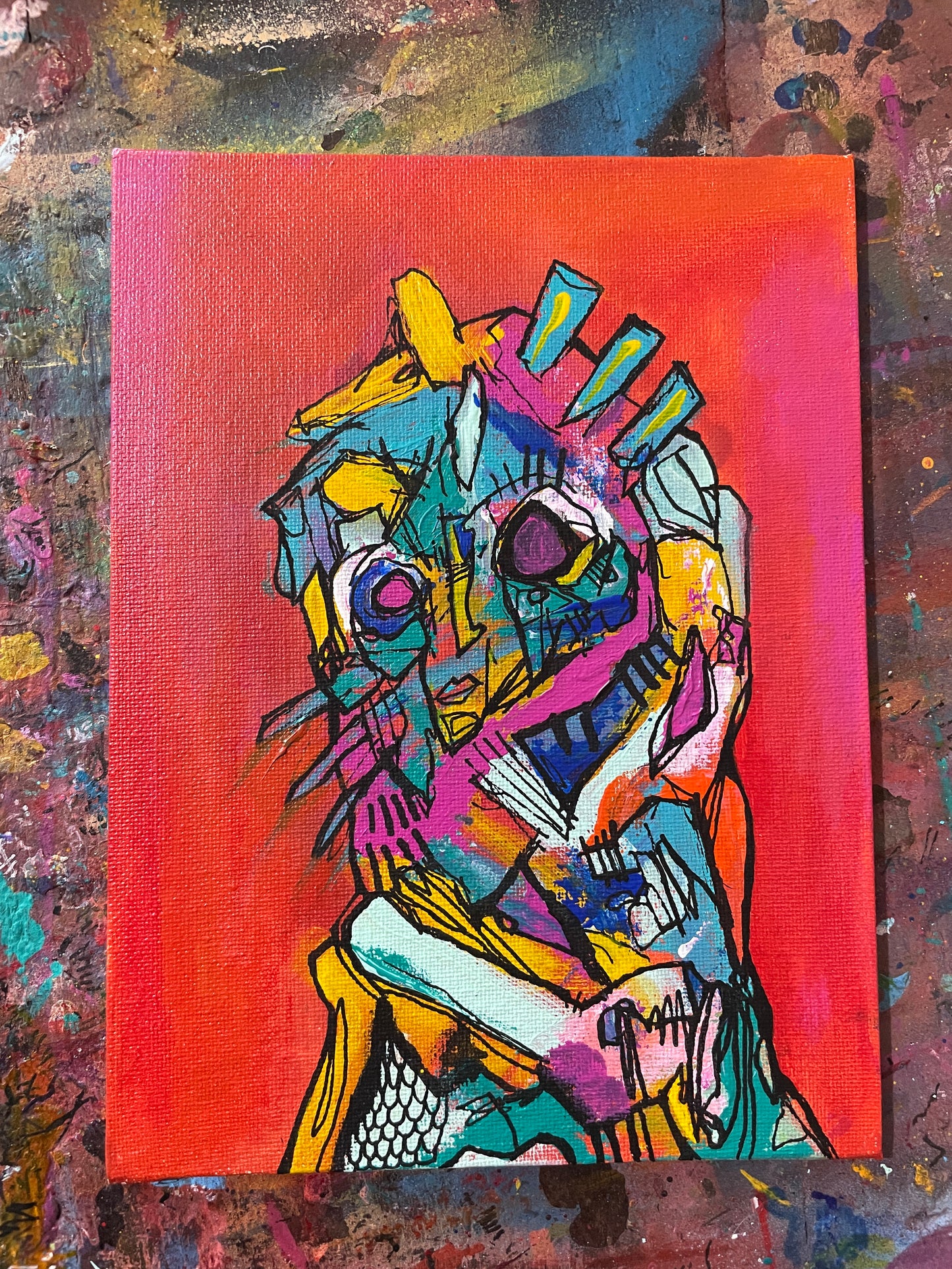 Goggla Original Painting on 8x6" Canvas Panel