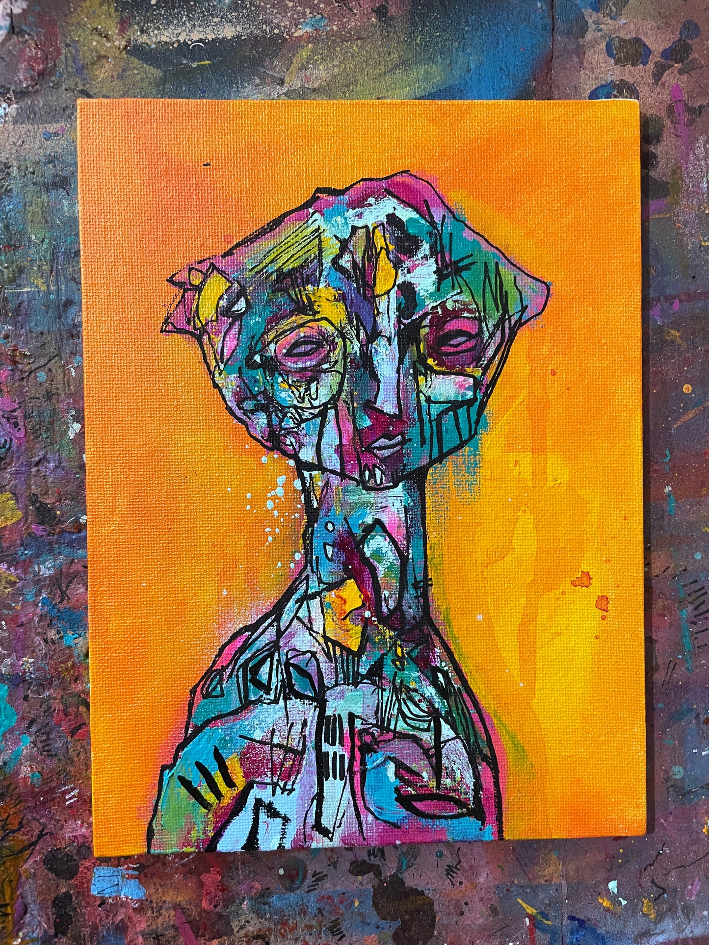 Elvixu Original Painting on 8x6" Canvas Panel