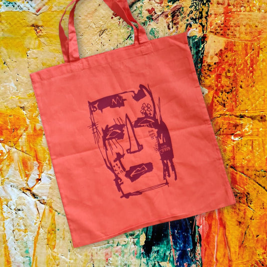 Danforatu Burgundy on coral Tote Bag