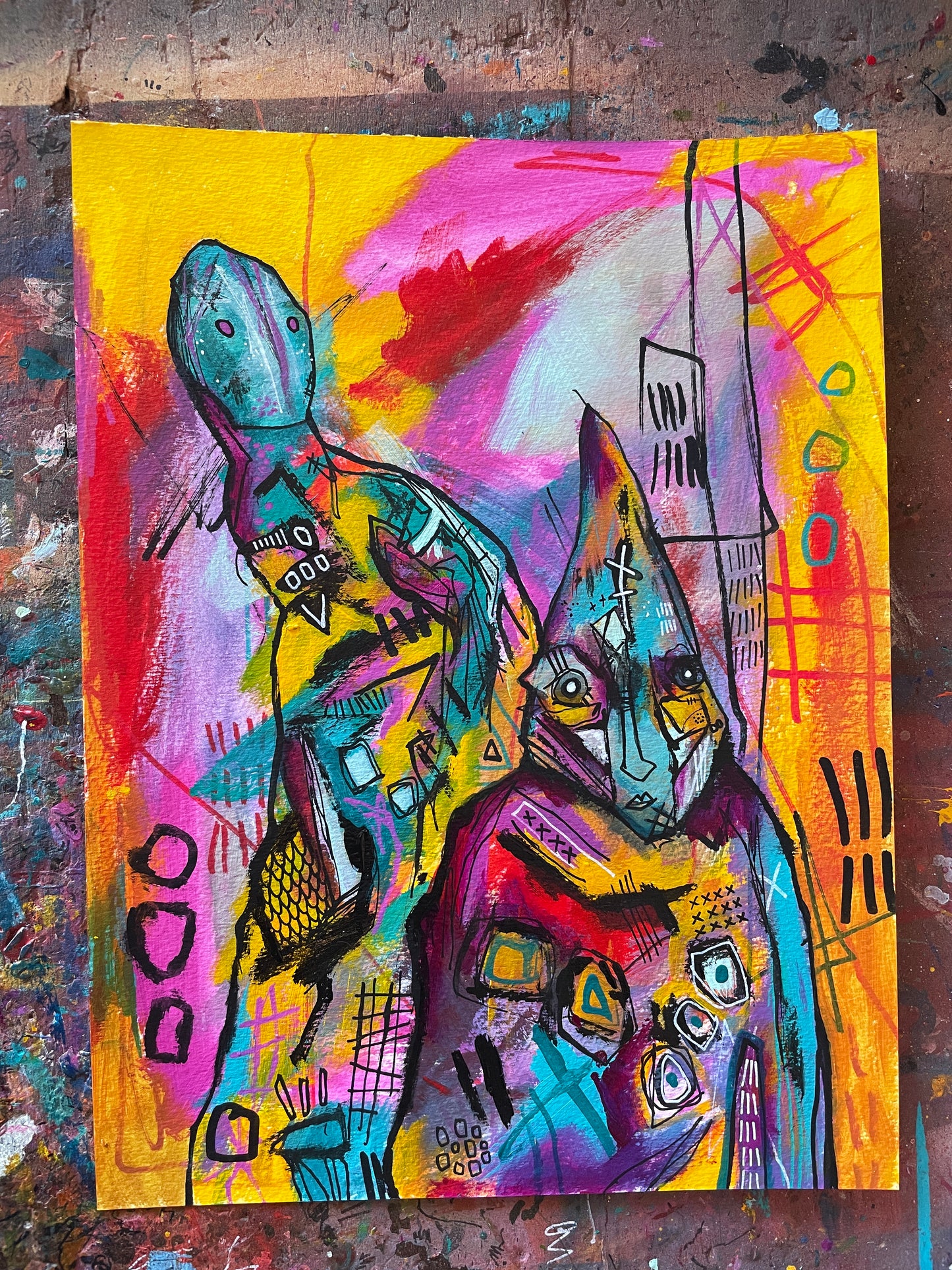 The Watcher and the Mage Painting on 9x12" Watercolour paper