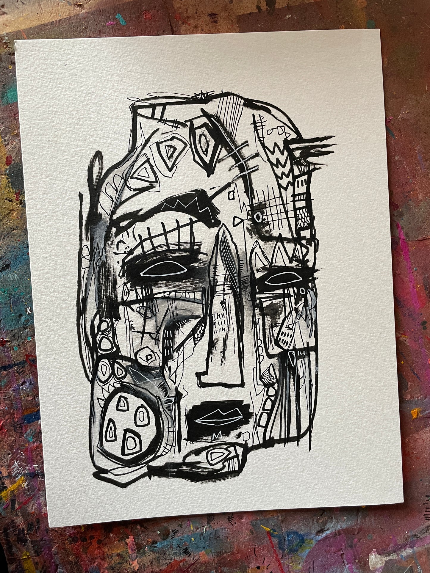 Ink Drawing on 9x12” 300gsm watercolour paper