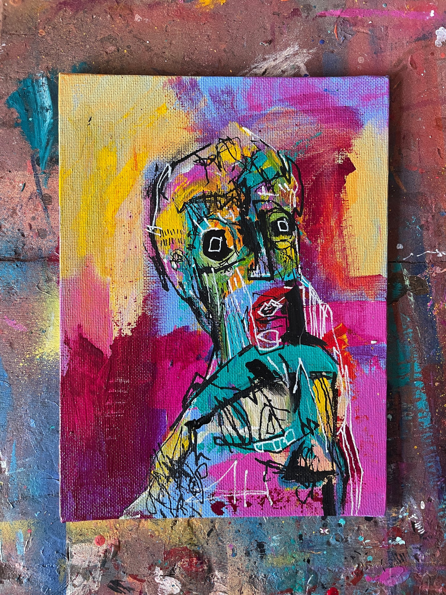 Shokkza Original Painting on 8x6" Canvas Panel