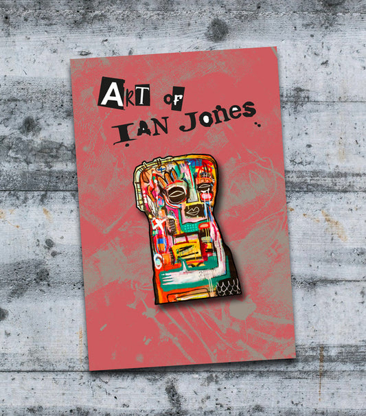 Standing Man Wooden Pin Badge