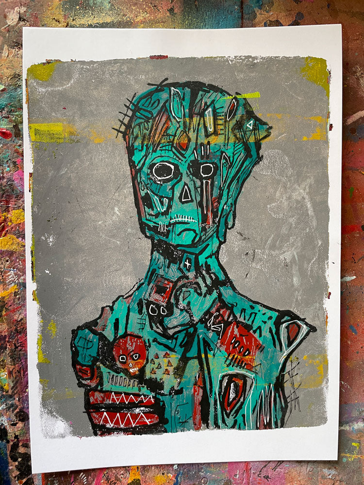 Doppleganger - original gelli plate print