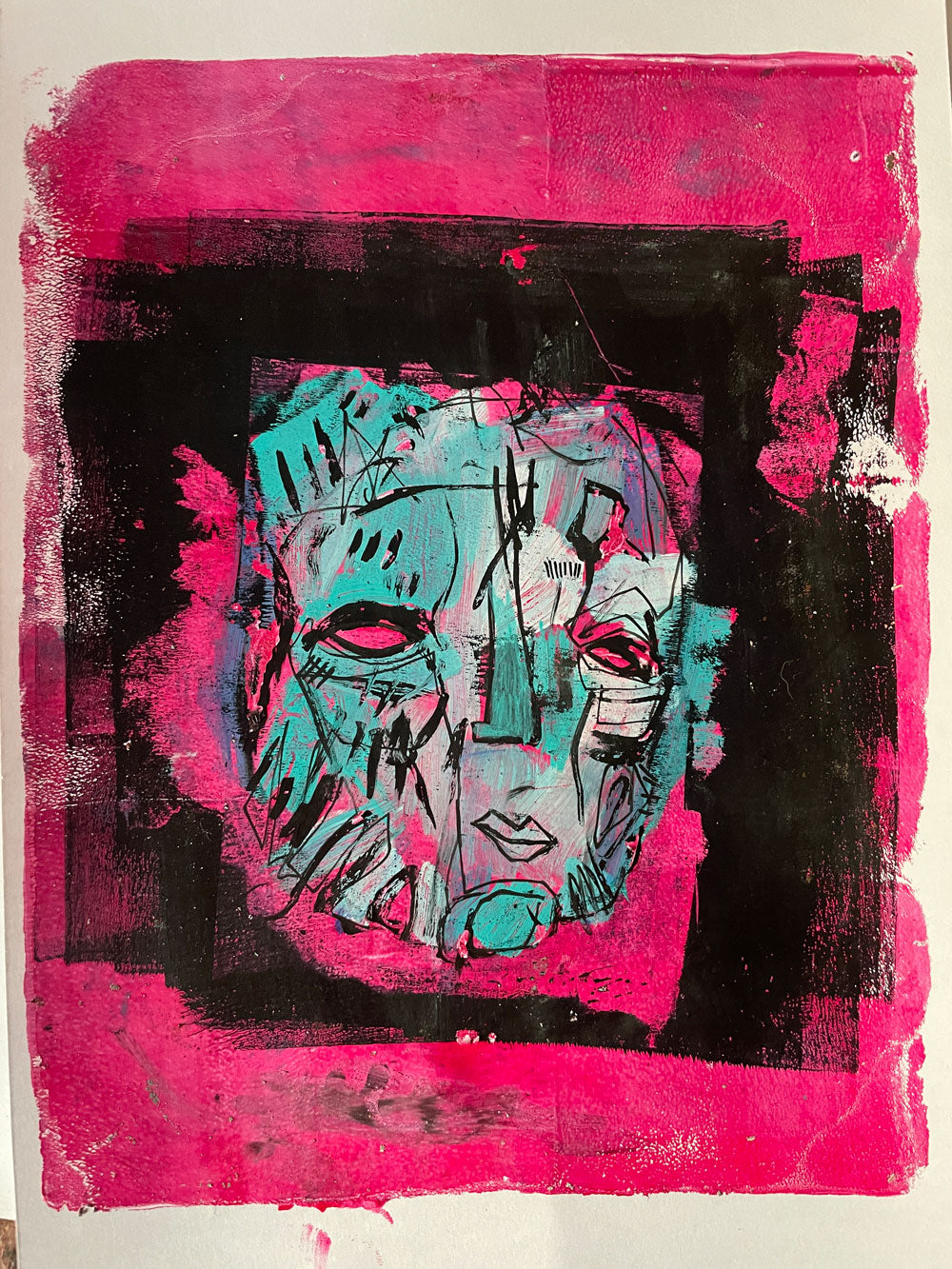 Head Study - original gelli plate print