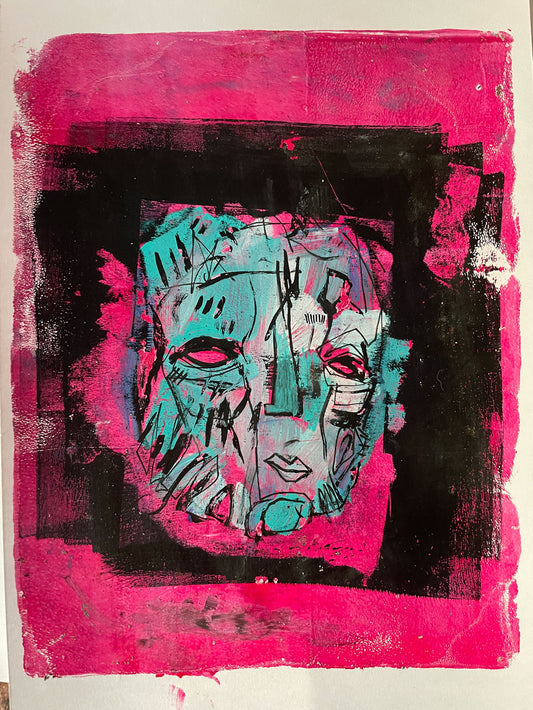 Head Study - original gelli plate print