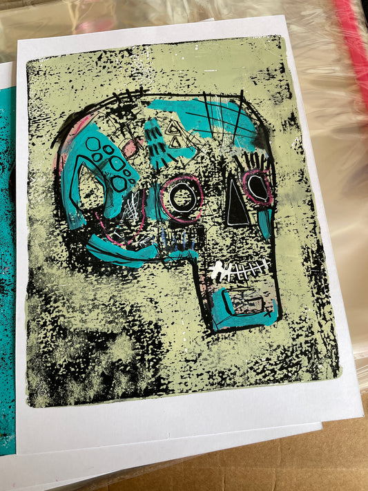 Skull original gelli plate print