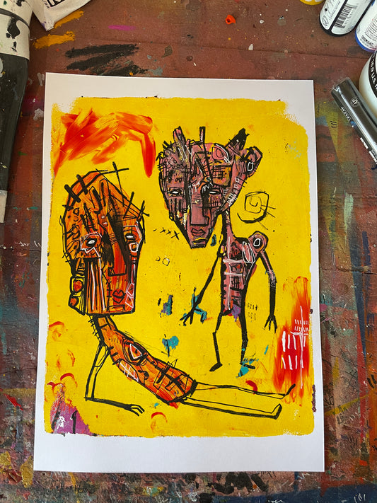 The Samaritan - original gelli plate print