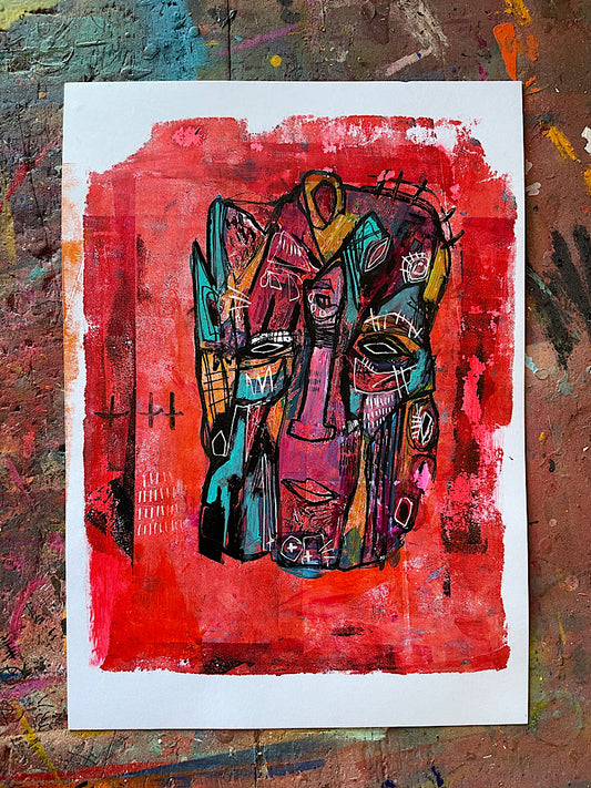 Head Study 5 - original gelli plate print