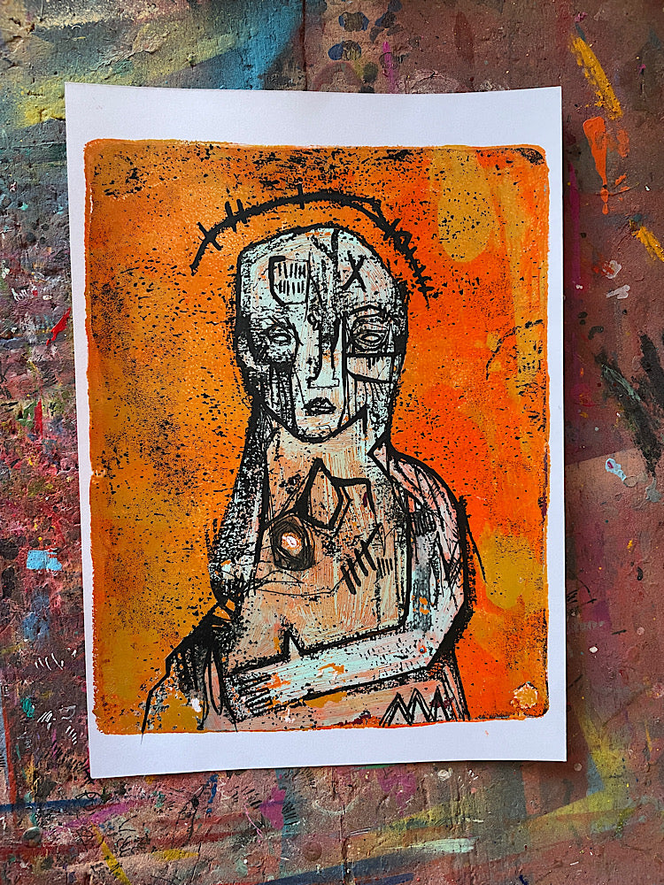 Figure Study - original gelli plate print