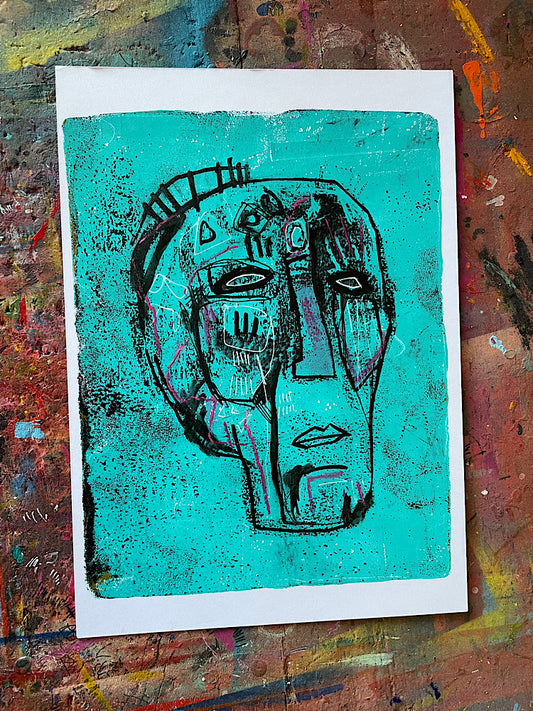 Head Study 2- original gelli plate print