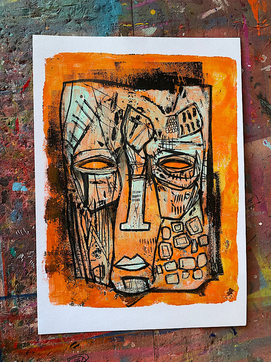 Head Study 4 - original gelli plate print