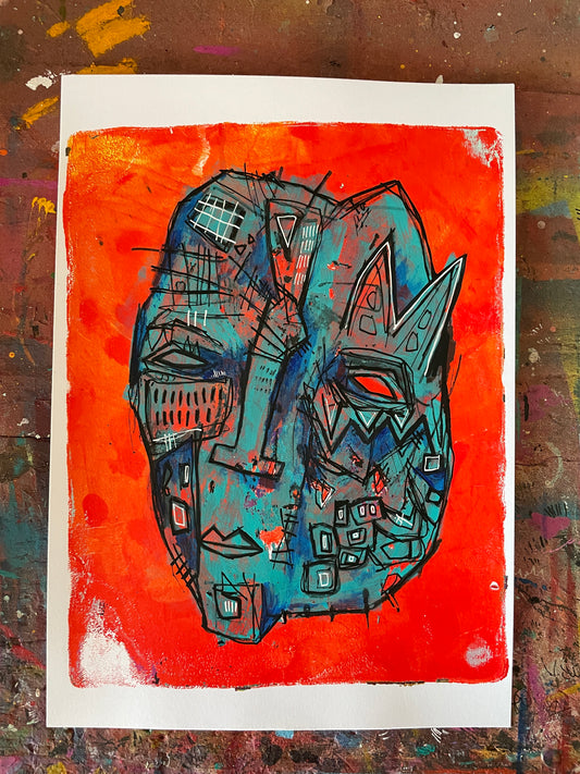 Head Study - original gelli plate print
