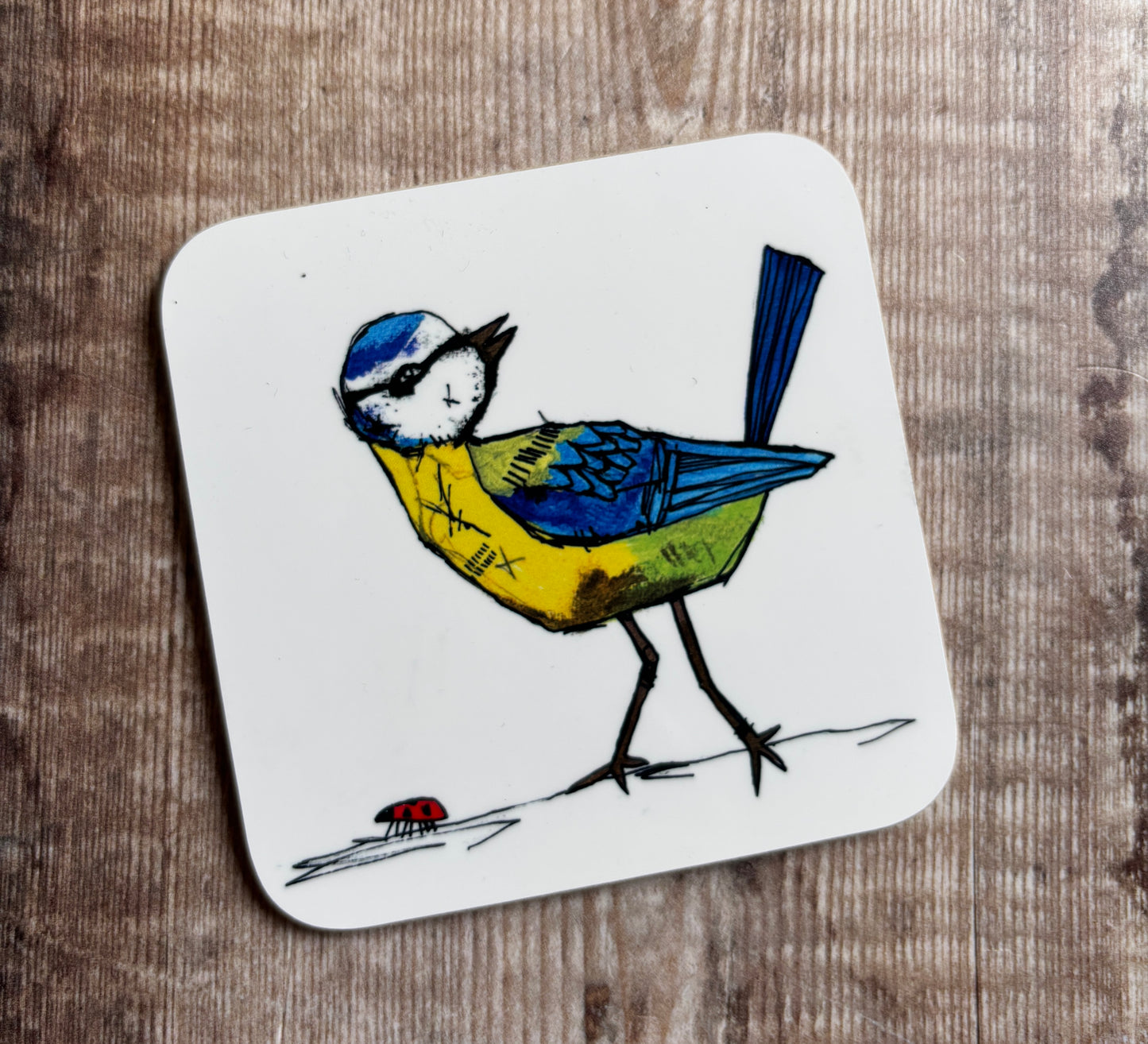 Scruffy Blue Tit Coaster