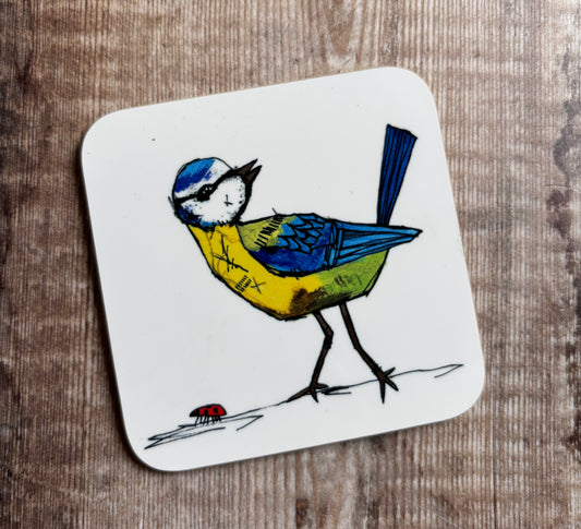 Scruffy Blue Tit Coaster