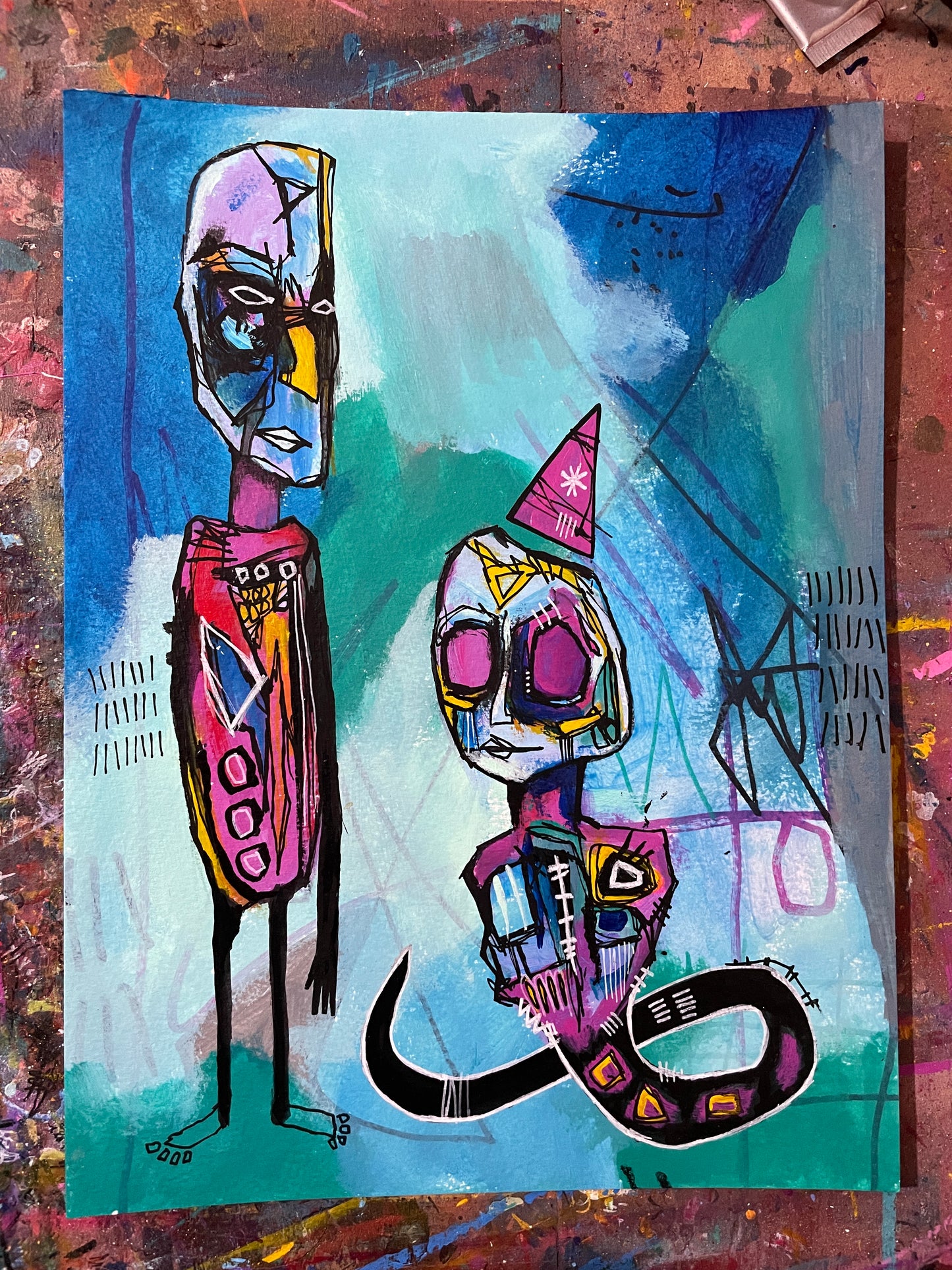 Worm Boy’s Parties were legendary Painting on 9x12" Watercolour paper