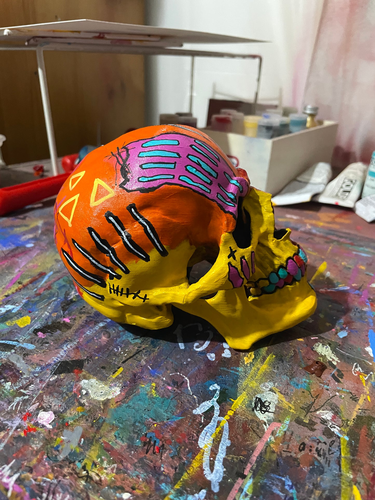 Large Hand Painted Skull