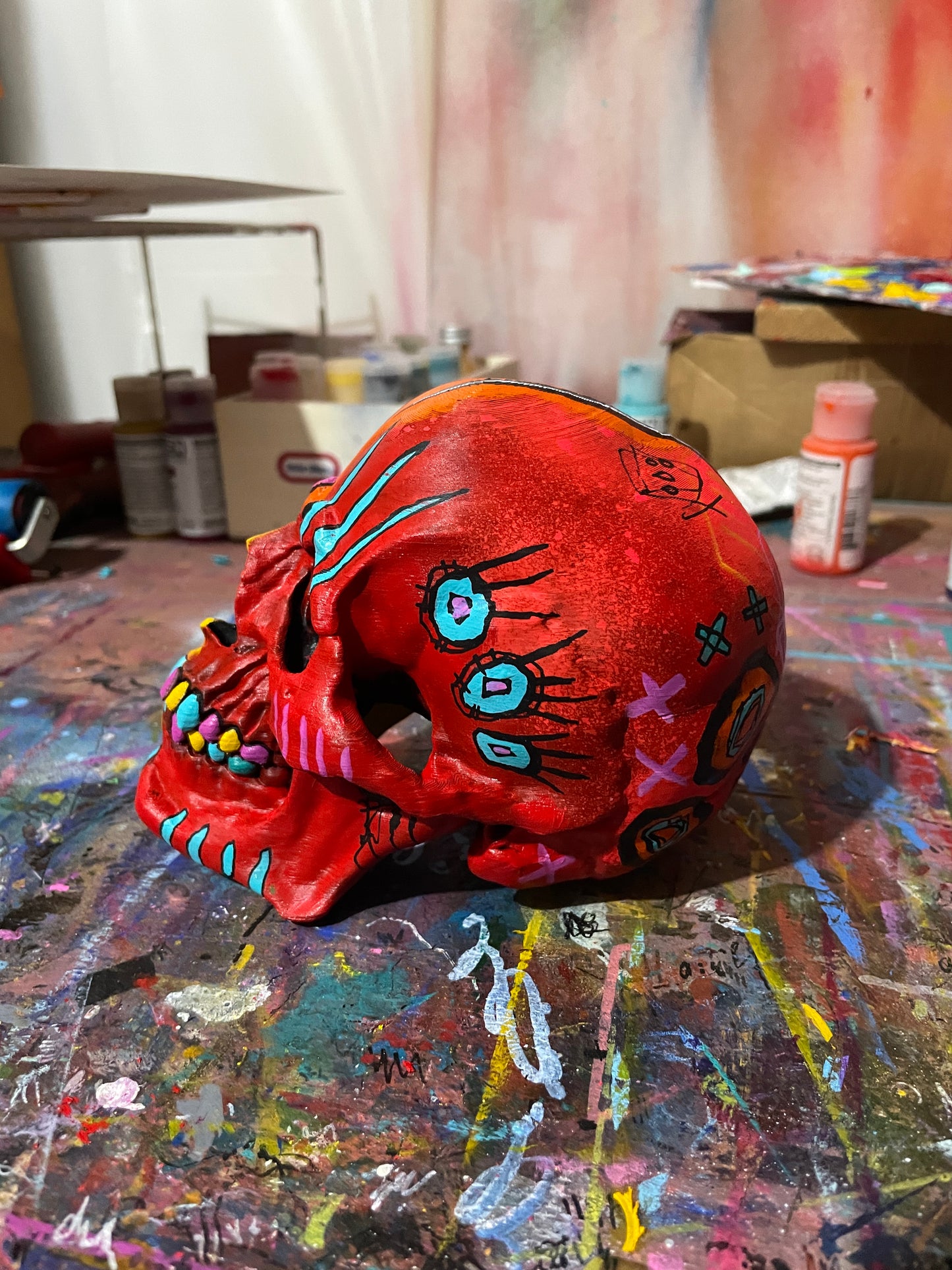 Large Hand Painted Skull