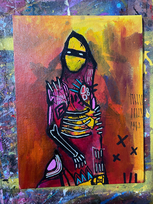 The Bandit Original Painting on 8x6" Canvas Panel