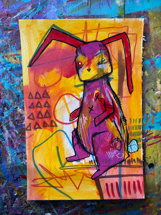 Bunny Painting on 9x6" Watercolour paper