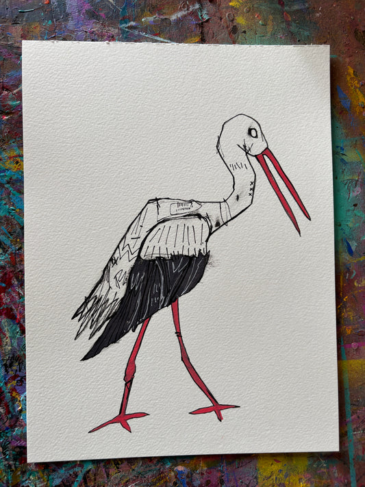 Stork sketch on 9x12" Watercolour paper