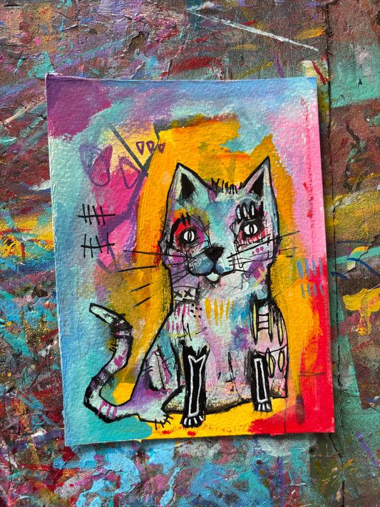 Cat sketch on 6x4.5” Watercolour paper