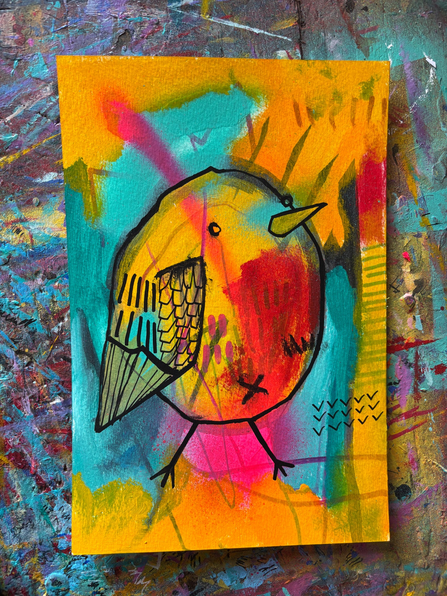 Robin on 9x6" Watercolour paper
