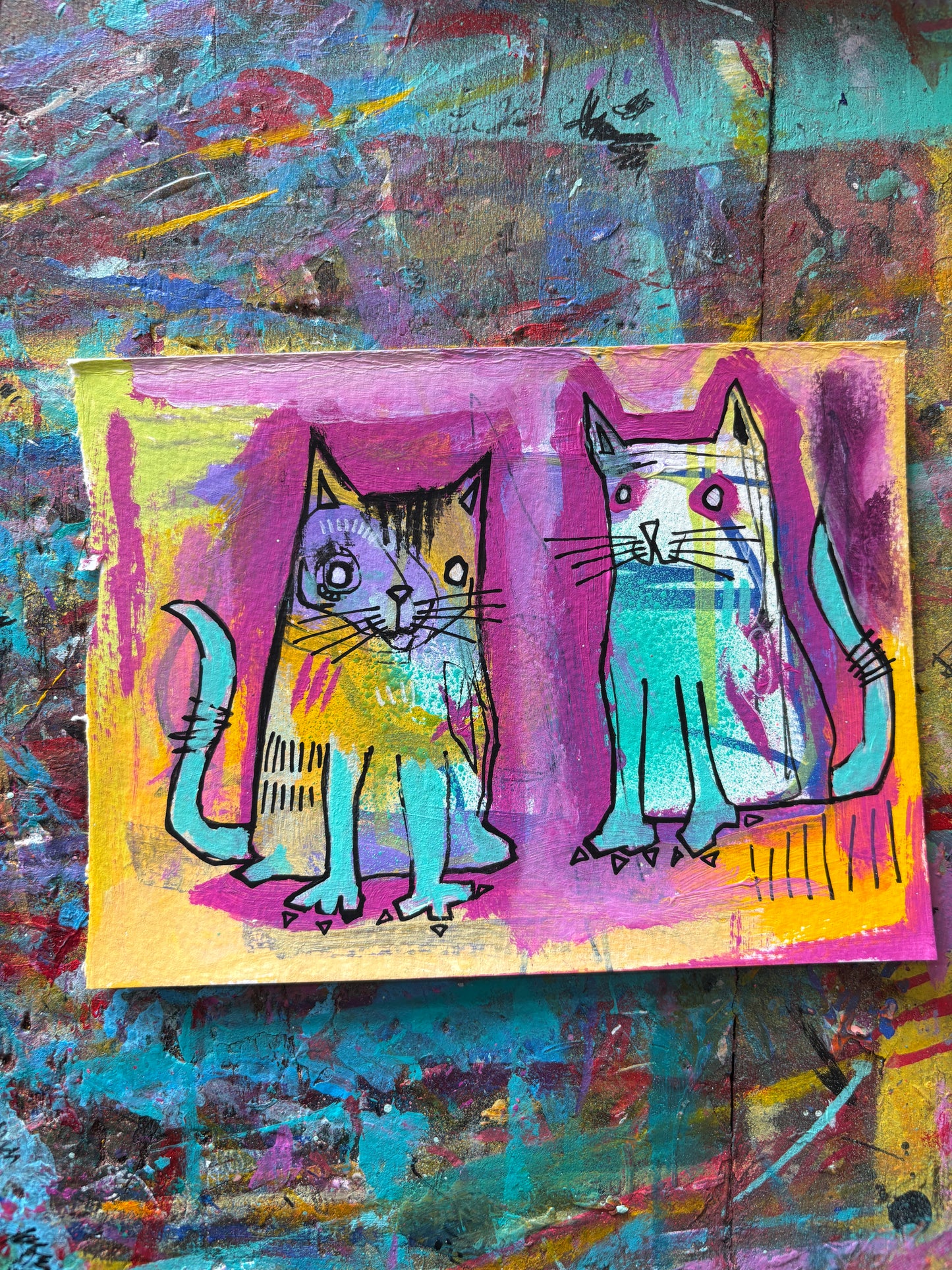 Two Cats on 6x4.5” Watercolour paper