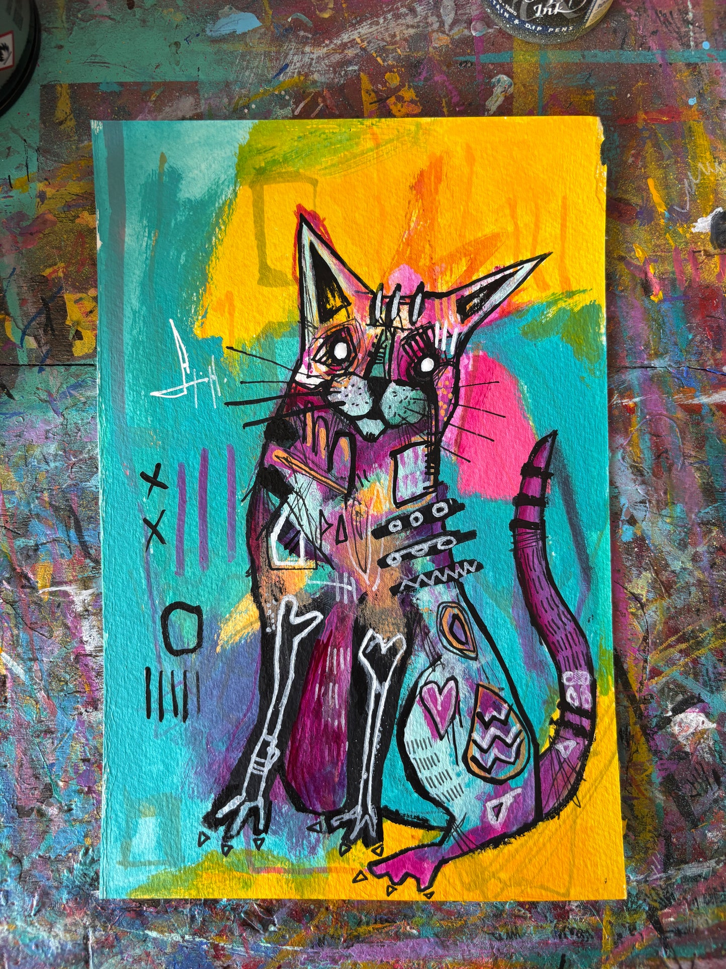 Gerrard the Cat on 9x6" Watercolour paper