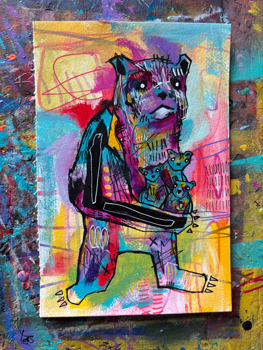 Bears Painting on 9x6" Watercolour paper