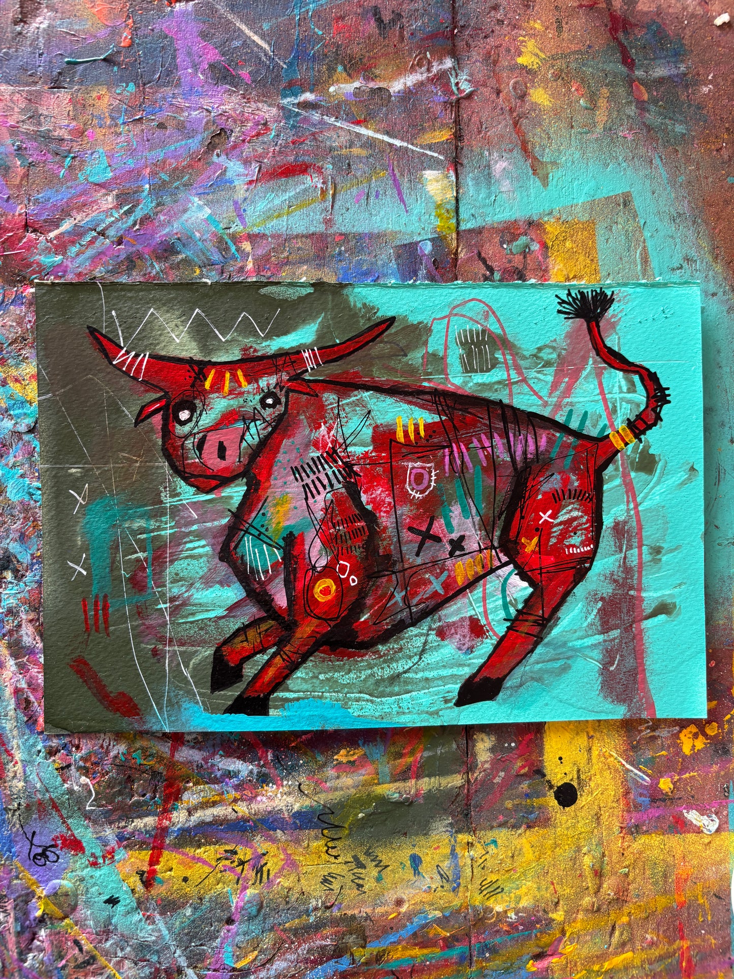 Toro Painting on 9x6" Watercolour paper