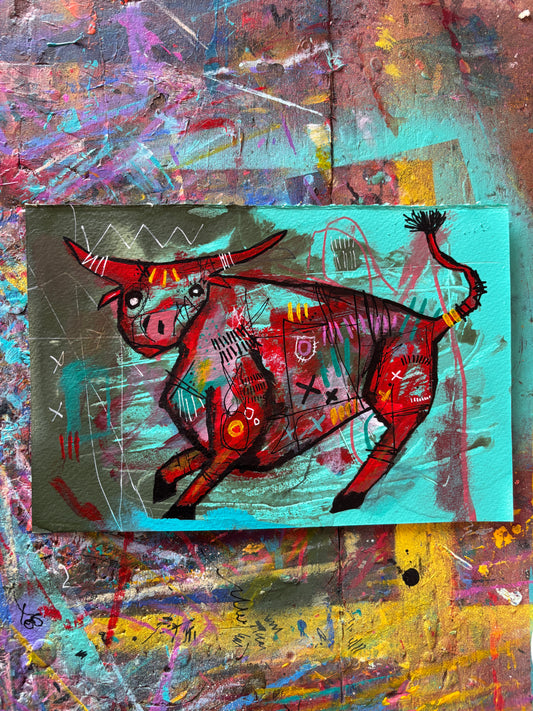 Toro Painting on 9x6" Watercolour paper