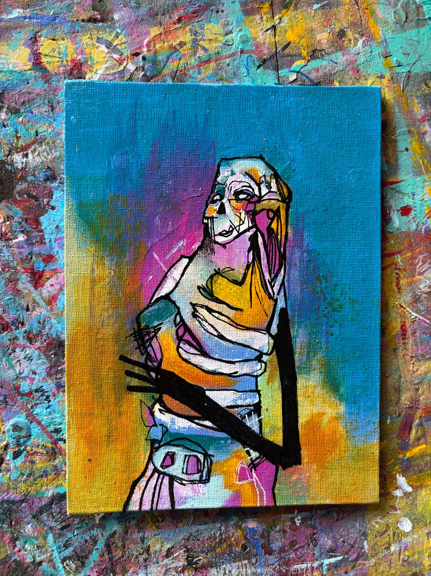 Gooli Original Painting on 8x6" Canvas Panel