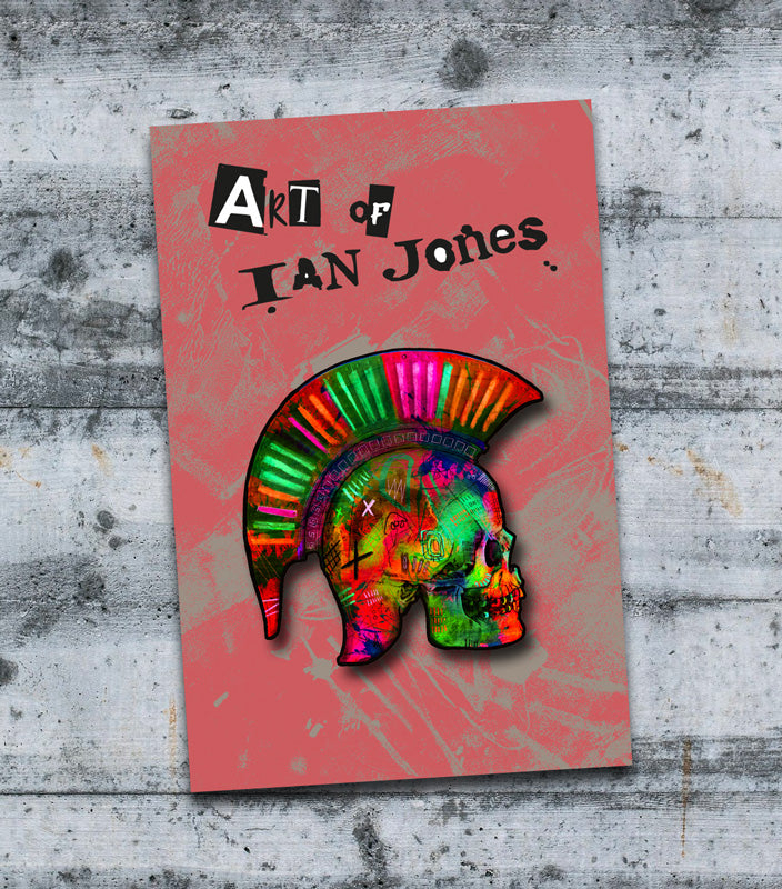 Spartan Skull Wooden Pin Badge – Art of Ian Jones
